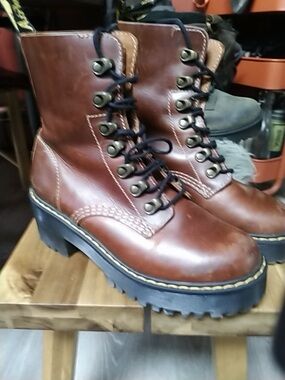 Dr. Martens Brown Leather Lace-Up Platform Combat Boots